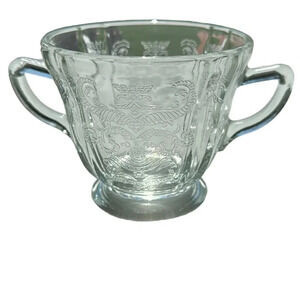 Madrid Pattern Clear Federal Glass Sugar Bowl